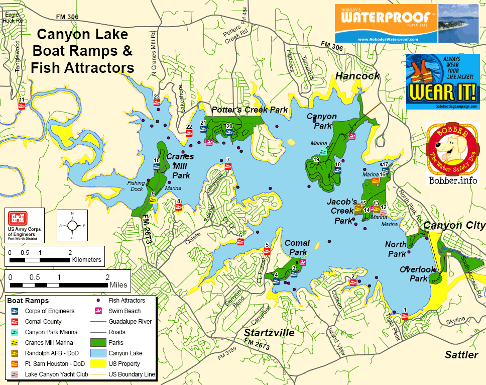 Canyon Lake Texas Information Guide Canyon Lake TX Boat Ramps Map